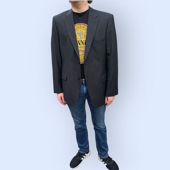 Hugo Boss Men's 44R Charcoal Gray Super 140s Virgin Wool Sport Coat Suit Jacket - Picture 12 of 15